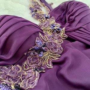 Purple one shoulder long dress